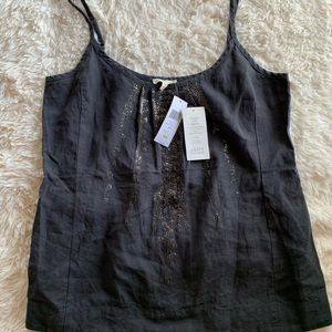 Eileen Fisher grey linen camisole with sequins